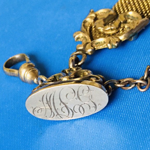 ANTIQUE Bates & Bcon Victorian Gold Filled Pocket Watch Chain With Seal - Picture 5 of 12